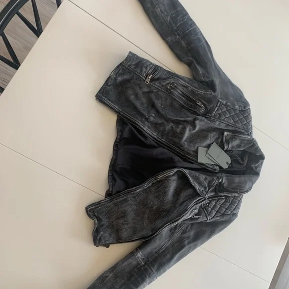 All Saints Leather Vintage Cargo Jacket